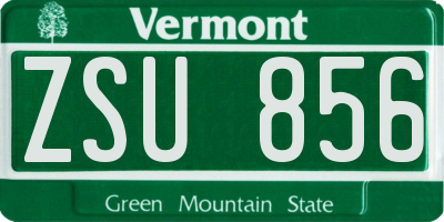 VT license plate ZSU856