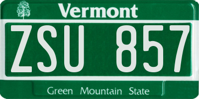 VT license plate ZSU857
