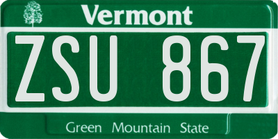 VT license plate ZSU867