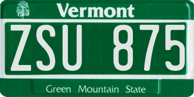 VT license plate ZSU875