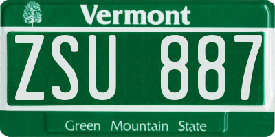 VT license plate ZSU887