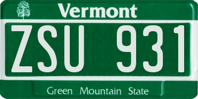 VT license plate ZSU931
