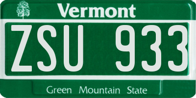 VT license plate ZSU933