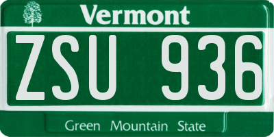 VT license plate ZSU936