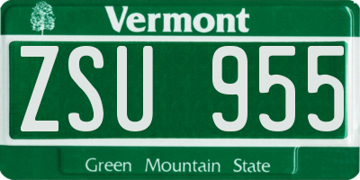 VT license plate ZSU955