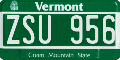 VT license plate ZSU956