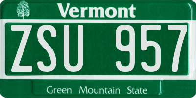 VT license plate ZSU957