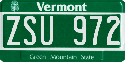 VT license plate ZSU972