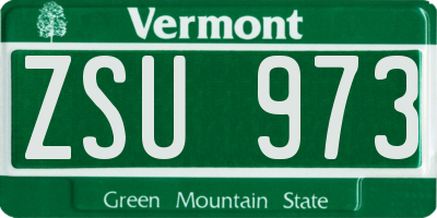 VT license plate ZSU973