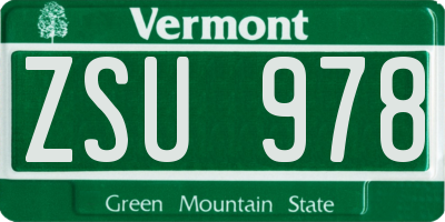 VT license plate ZSU978