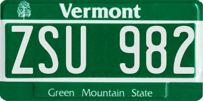 VT license plate ZSU982