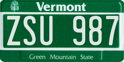 VT license plate ZSU987