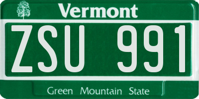VT license plate ZSU991