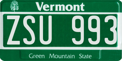 VT license plate ZSU993