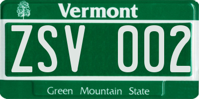 VT license plate ZSV002