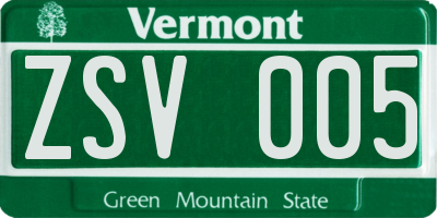 VT license plate ZSV005