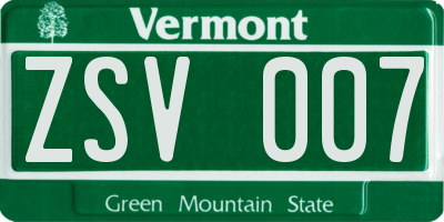 VT license plate ZSV007