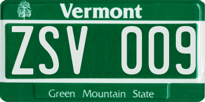 VT license plate ZSV009