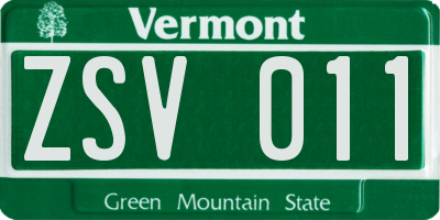 VT license plate ZSV011