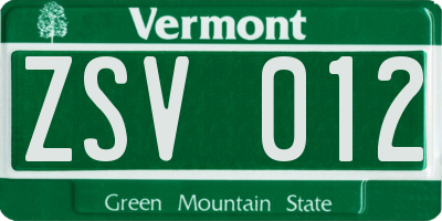 VT license plate ZSV012