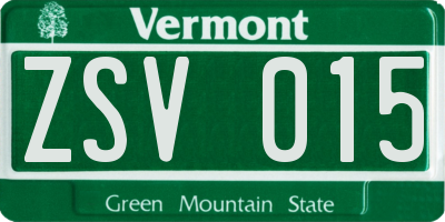 VT license plate ZSV015