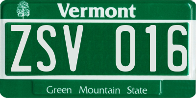 VT license plate ZSV016