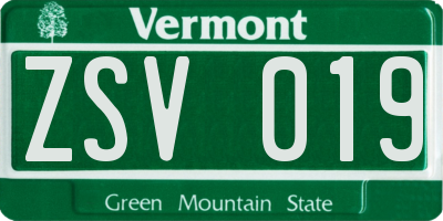 VT license plate ZSV019