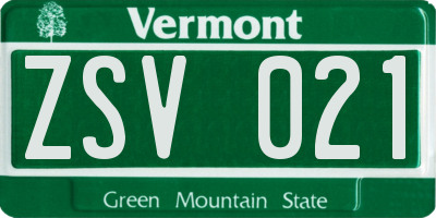 VT license plate ZSV021