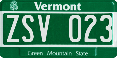 VT license plate ZSV023
