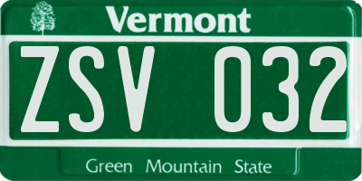 VT license plate ZSV032