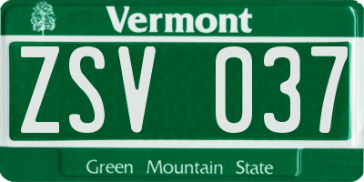 VT license plate ZSV037