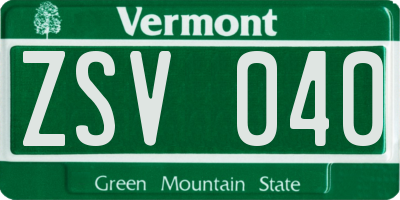 VT license plate ZSV040