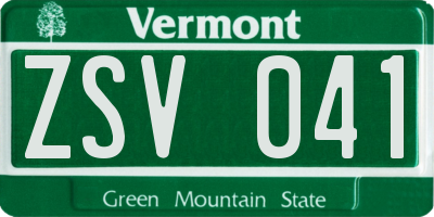 VT license plate ZSV041