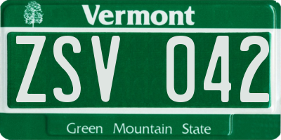 VT license plate ZSV042