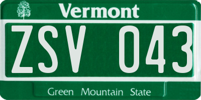VT license plate ZSV043