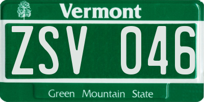 VT license plate ZSV046