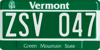 VT license plate ZSV047