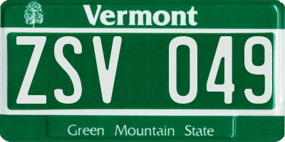 VT license plate ZSV049