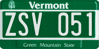 VT license plate ZSV051