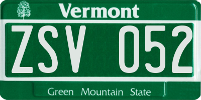 VT license plate ZSV052
