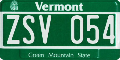 VT license plate ZSV054