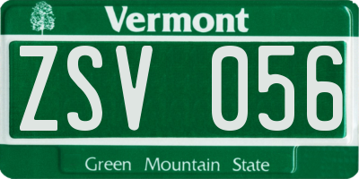 VT license plate ZSV056