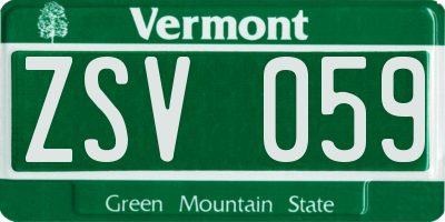 VT license plate ZSV059