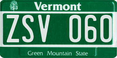 VT license plate ZSV060