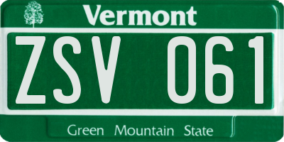 VT license plate ZSV061
