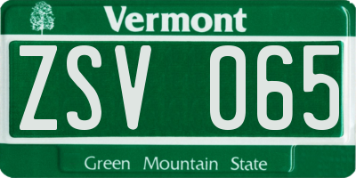 VT license plate ZSV065