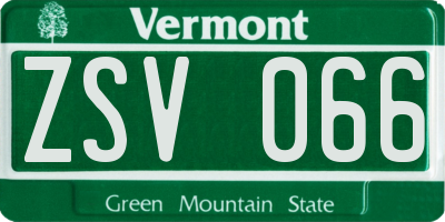 VT license plate ZSV066