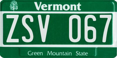 VT license plate ZSV067