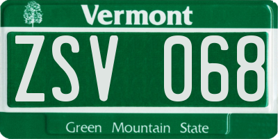 VT license plate ZSV068