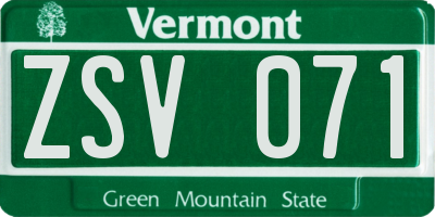 VT license plate ZSV071